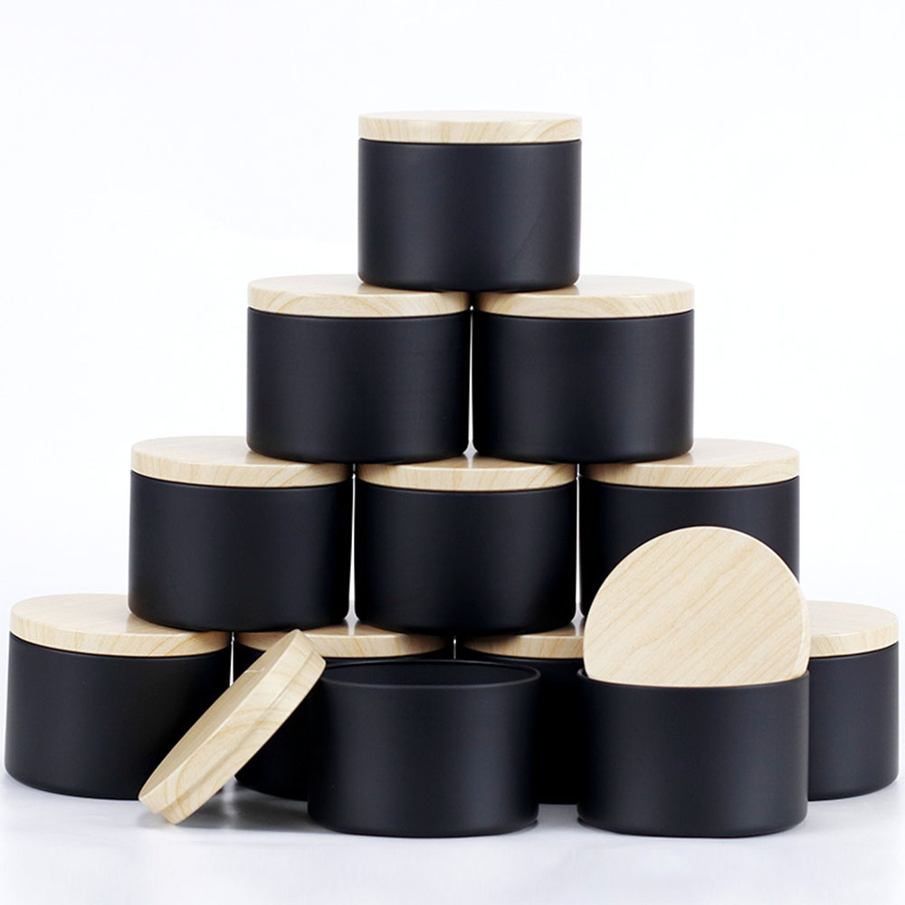 Black Tin Candle - 24 tarros de velas negros de