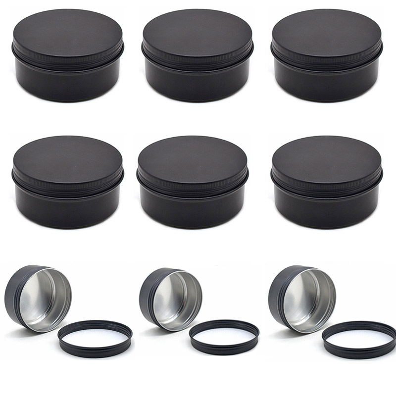 Black Tin Candle - Caja Redonda Vacía de Aluminio Negra,