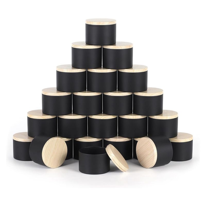 Black Tin Candle - Paquete de 24 latas negras para