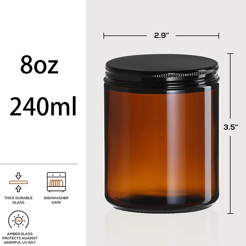 Frascos de Vidrio Ámbar de 8oz - Black Tin Candle reseña y precio