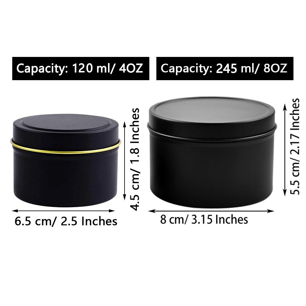 Latas de vela de 4oz/8oz con t - Black Tin Candle reseña y precio