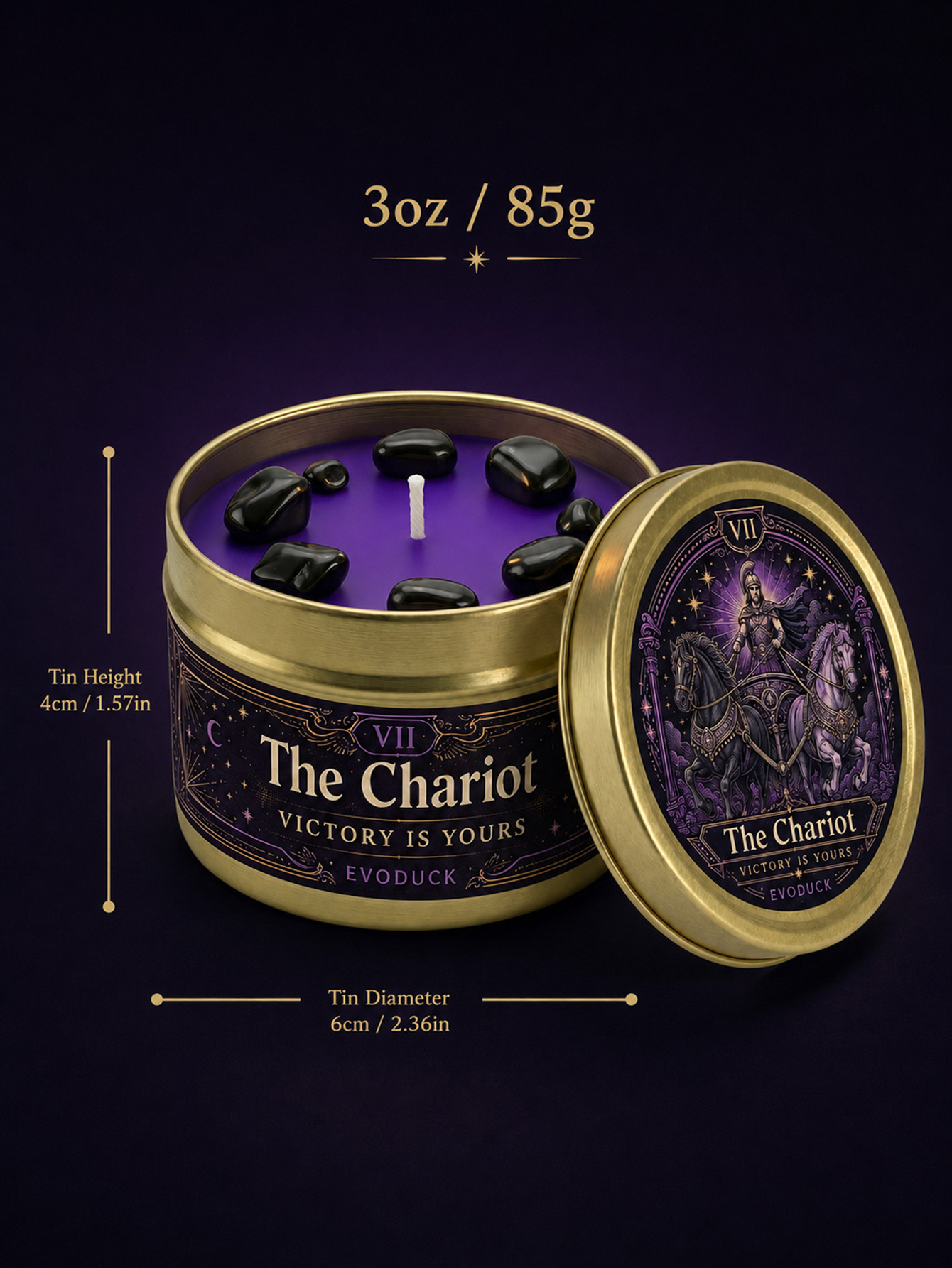 EVODUCK Vela de Tarot The Char - Black Tin Candle reseña y precio